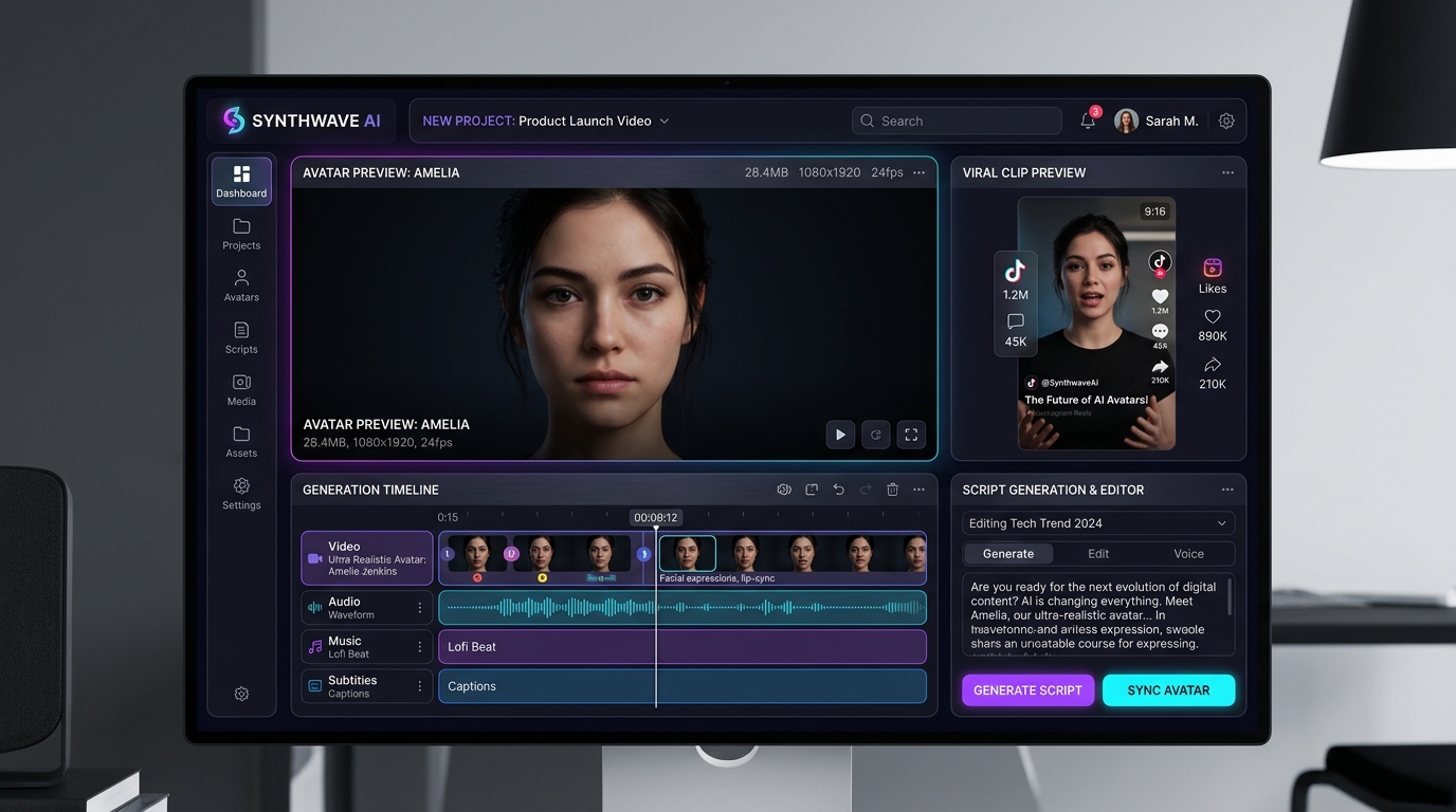 AuraCast AI Studio Dashboard Mockup
